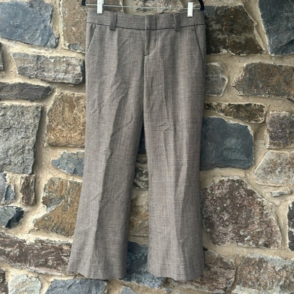 Alice + Olivia Brown Tweed Plaid Flared Leg Pants. Size 4 - Picture 1 of 9